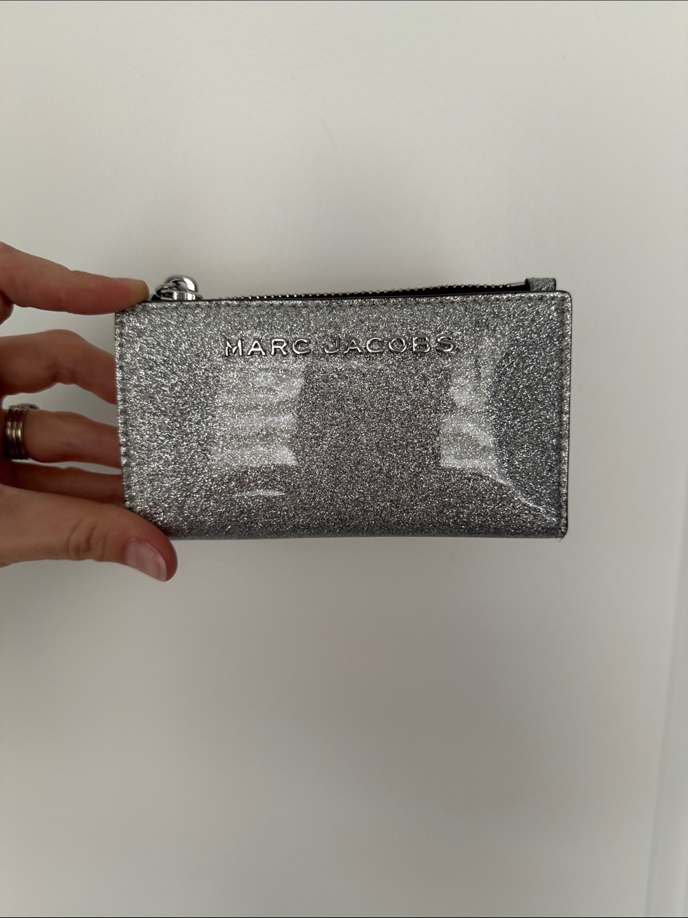 Marc Jacobs Silver Glitter Card Wallet